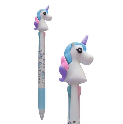 Lápiz unicornio celeste 3 colores kawaii