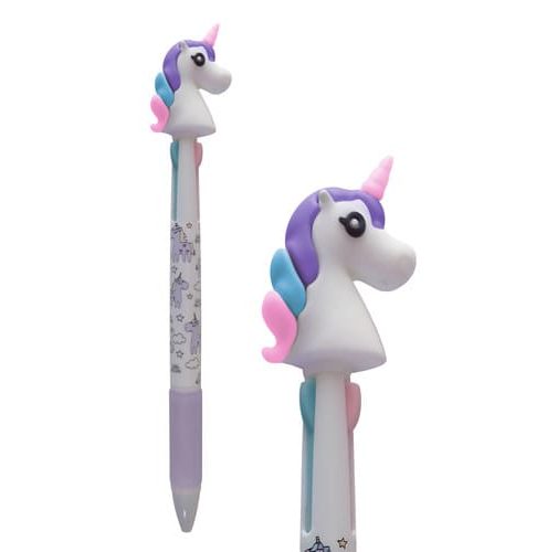 Lápiz unicornio violeta 3 colores kawaii