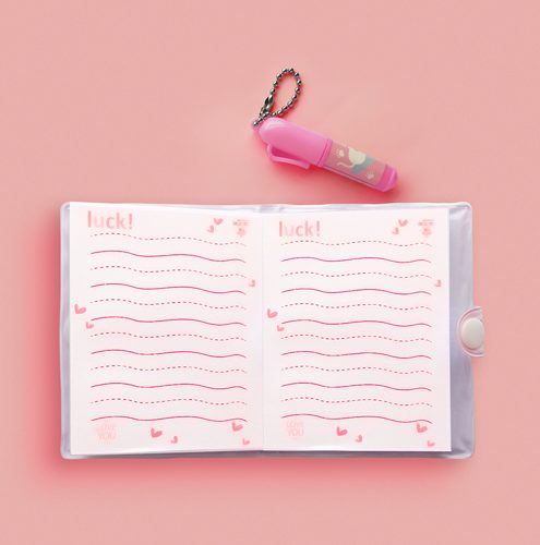 Mini libreta con lápiz diseño gatito rosado kawaii