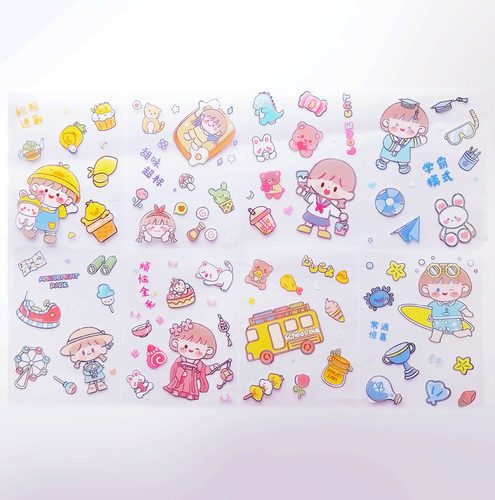 Stickers variedades 8 laminas kawaii